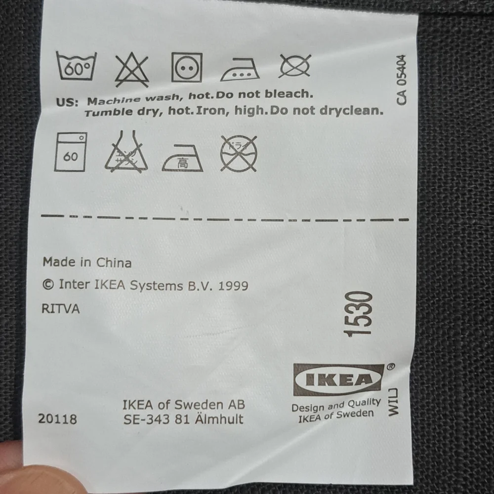 IKEA Ritva Curtain Panel (1) Gray 100% Cotton Dimming 56.5